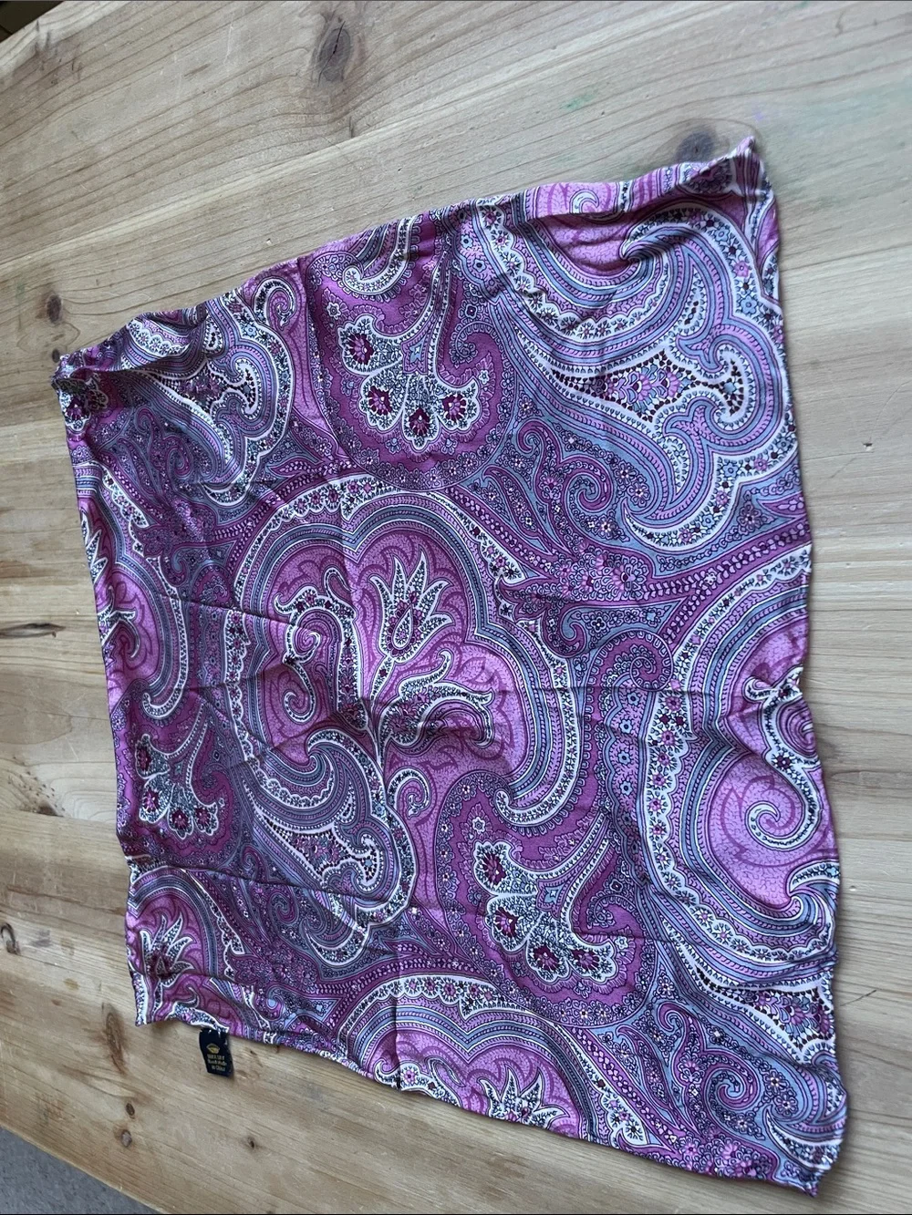 Silk Paisley Square Scarf in Pink and Purple